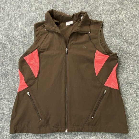 Danskin Now Jacket Womens Large Brown Windbreaker Zip Removable Sleeves Vest - Picture 2 of 14